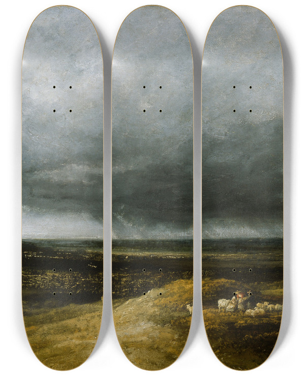 Triptych art skateboard deck of Georges Michel Approaching Storm by Georges Michel (1763-1843)