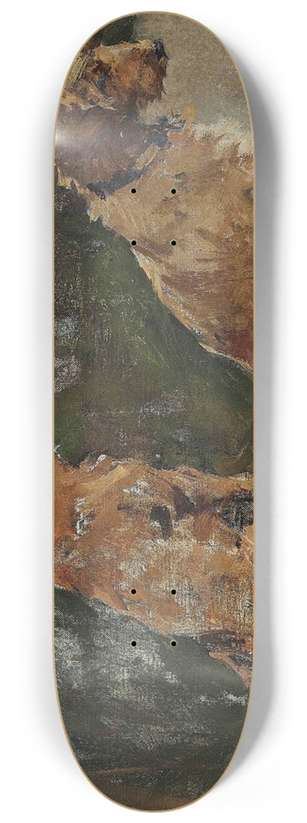 Elizabeth Adela Forbes - Two Terriers; Study For the Half Holiday 8.25 inch art skate deck