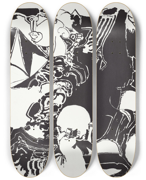 Triptych art skateboard deck of William Pachner Exhibit_1 by William Pachner (1915-2017)