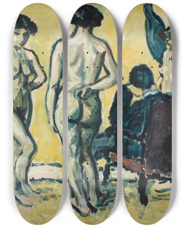 Triptych art skateboard deck of Harald Giersing The Judgment Of Paris by Harald Giersing (1881-1927)