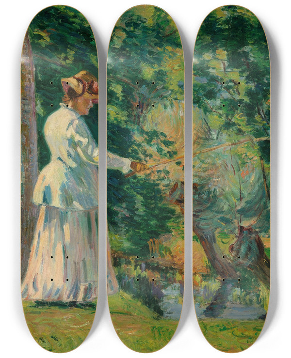Triptych art skateboard deck of Armand Guillaumin Madame Guillaumin by Armand Guillaumin (1841-1927)