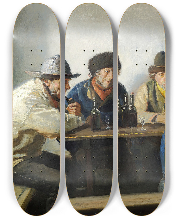 Triptych art skateboard deck of Michael Ancher I En Krostue by Michael Ancher (1849-1927)