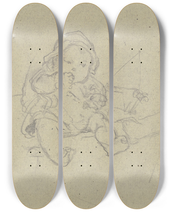 Triptych art skateboard deck of Jacob Happ Toddler by Jacob Happ (1861-1936)