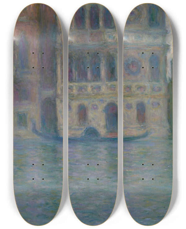 Triptych art skateboard deck of Claude Monet Venice Palazzo Dario by Claude Monet (1840-1926)