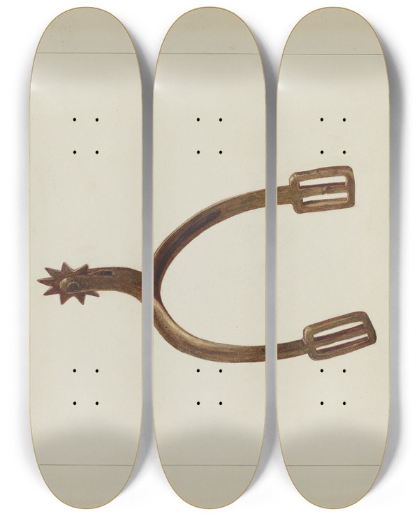 Triptych art skateboard deck of Fred Hassebrock Riders Spur by Fred Hassebrock