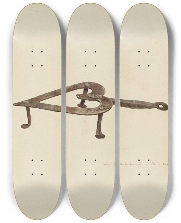 Triptych art skateboard deck of John Swientochowski Flat Iron Holder by John Swientochowski