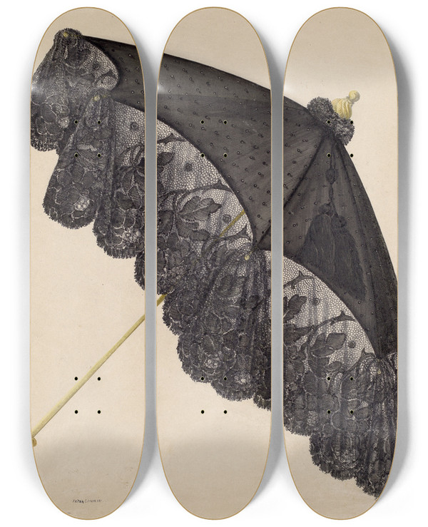 Triptych art skateboard deck of Peter Connin Parasol by Peter Connin