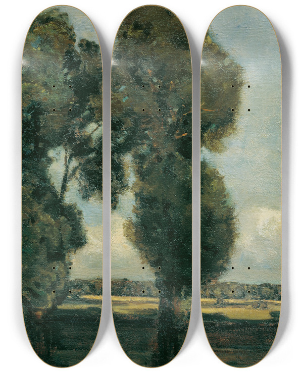 Triptych art skateboard deck of Adolf Hlzel Silberpappeln by Adolf Holzel (1853-1934)
