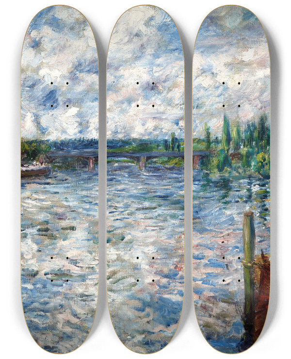 Triptych art skateboard deck of Pierreauguste Renoir The Seine At Chatou by Pierre-Auguste Renoir (1841-1919)