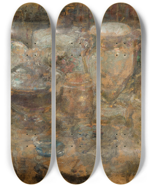 Triptych art skateboard deck of Olga Boznanska Still Life_1 by Olga Boznanska (1865-1940)