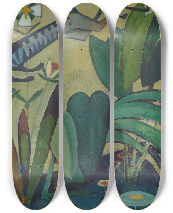 Triptych art skateboard deck of Amadeo De Souzacardoso The Leap Of The Rabbit by Amadeo de Souza-Cardoso (1887-1918)