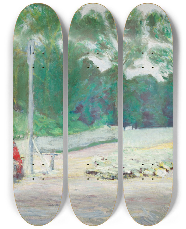 Triptych art skateboard deck of Jzef Pankiewicz Landscape From The Vicinity Of Kazimierz Lubelski by Jozef Pankiewicz (1866-1940)