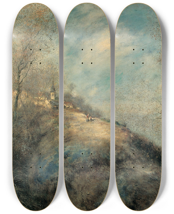 Triptych art skateboard deck of Jean Franois Raffalli La Ruta Abandonada by Jean Francois Raffaelli (1850-1924)