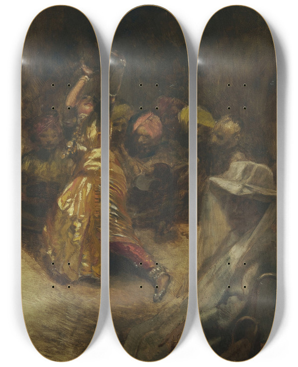 Triptych art skateboard deck of Albert Besnard La Bayadre by Albert Besnard (1849-1934)