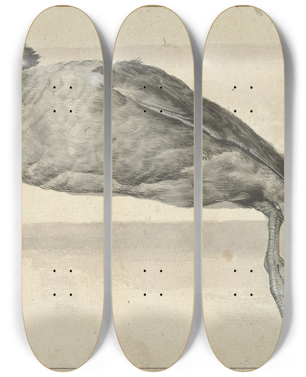 Triptych art skateboard deck of Rochus Van Veen Dode Meerkoet by Rochus van Veen (1630-1693)