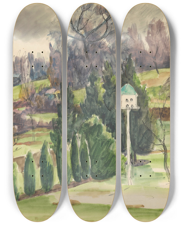 Triptych art skateboard deck of Frederick Porter Sketchbook Of Fred J Porter 14 by Frederick Porter (1883-1944)