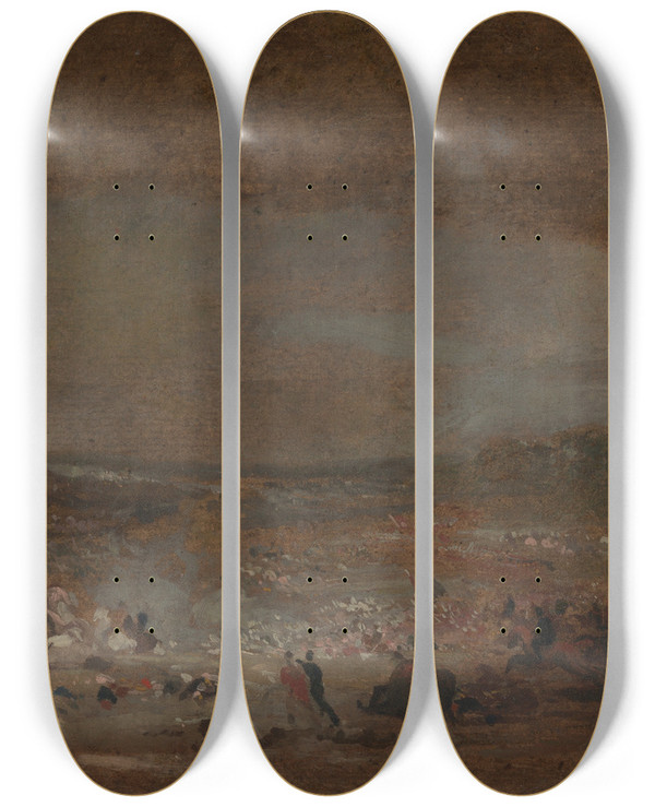Triptych art skateboard deck of George Jones Study For Battle Of Waterloo by George Jones (1786-1869)
