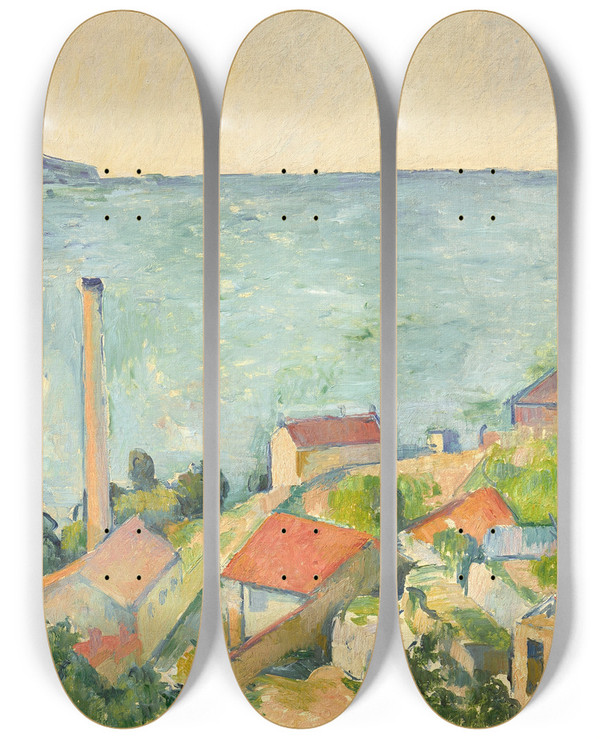 Triptych art skateboard deck of Paul Czanne La Mer Lestaque by Paul Cezanne (1839-1906)