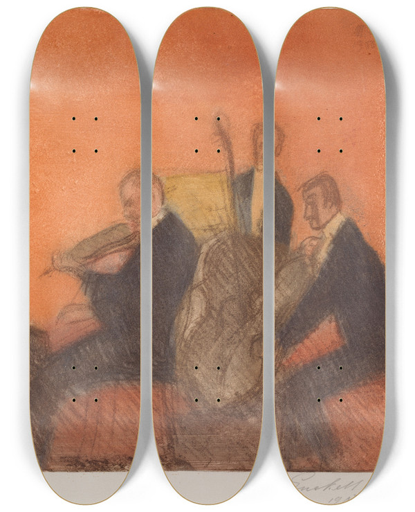 Triptych art skateboard deck of Magnus Enckell Music_1 by Magnus Enckell (1870-1925)