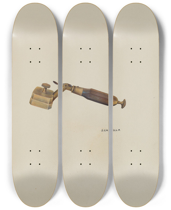 Triptych art skateboard deck of Joseph Cannella Spring Lancet by Joseph Cannella