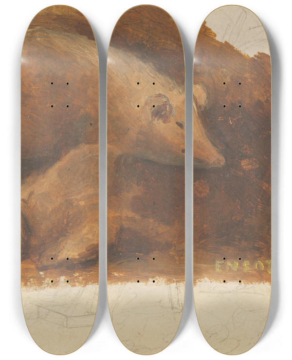 Triptych art skateboard deck of James Ensor Pigs by James Ensor (1860-1949)