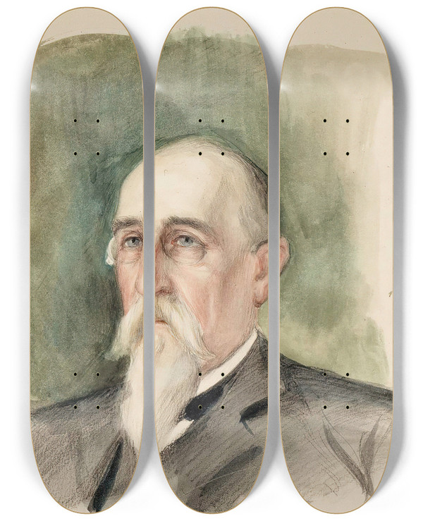 Triptych art skateboard deck of Albert Edelfelt Leo Mechelin Portrait Study by Albert Edelfelt (1854-1905)