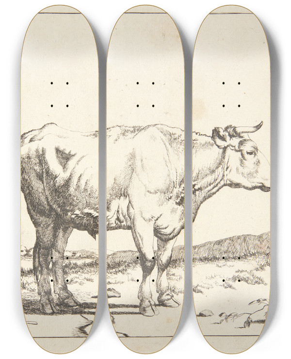 Triptych art skateboard deck of Marcus De Bye Stende Stud Mod Hjre by Marcus de Bye (1638-1688)