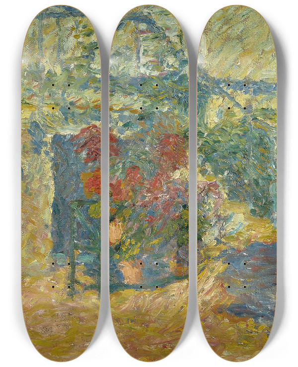 Triptych art skateboard deck of Louis Valtat Le Perron Fleuri Versailles by Louis Valtat (1869-1952)