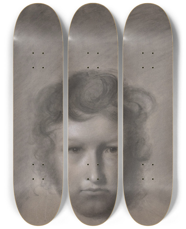 Triptych art skateboard deck of Victor Orsel Selfportrait by Victor Orsel (1795-1850)