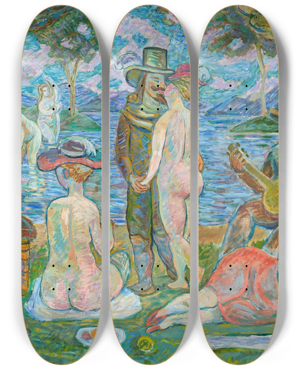 Triptych art skateboard deck of Zygmunt Waliszewski Banquet_1 by Zygmunt Waliszewski (1897-1936)