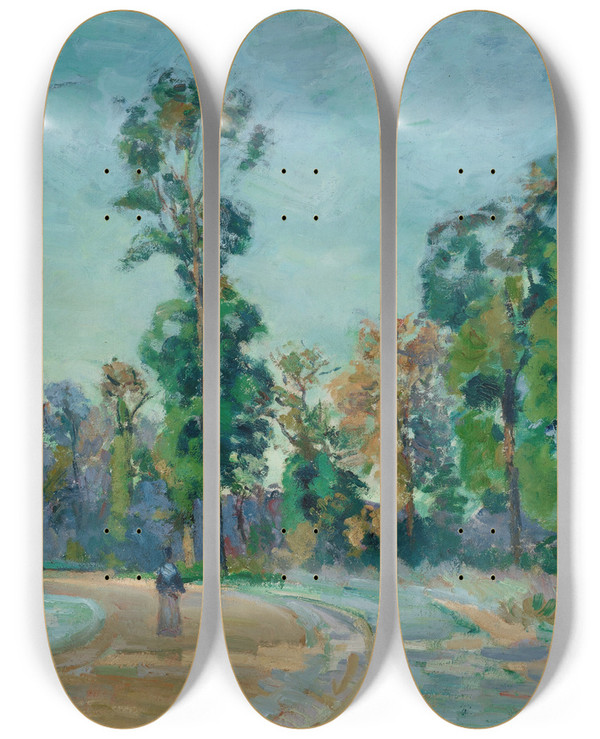 Triptych art skateboard deck of Armand Guillaumin Gele Blanche En Iledefrance by Armand Guillaumin (1841-1927)