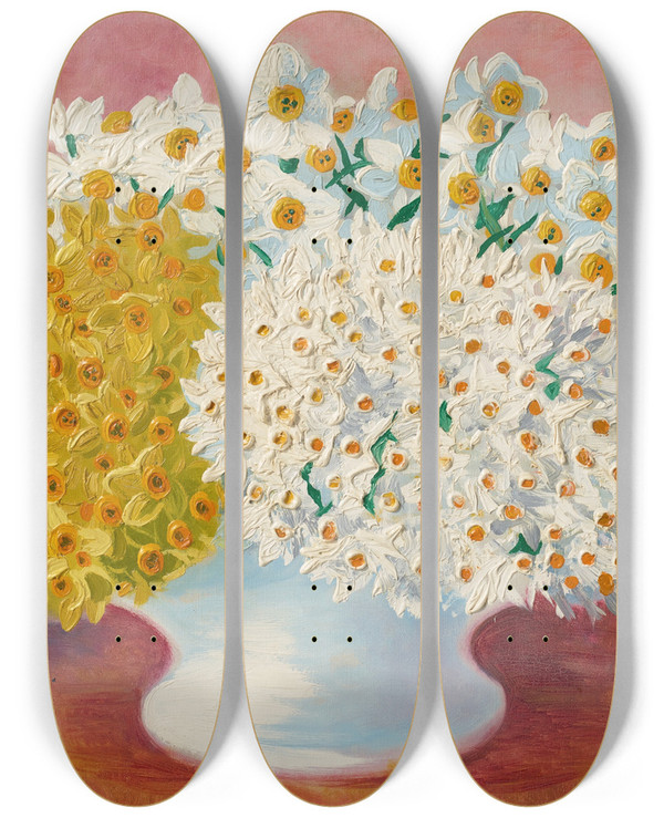 Triptych art skateboard deck of Mose Kisling Narcisses by Moise Kisling (1891-1953)
