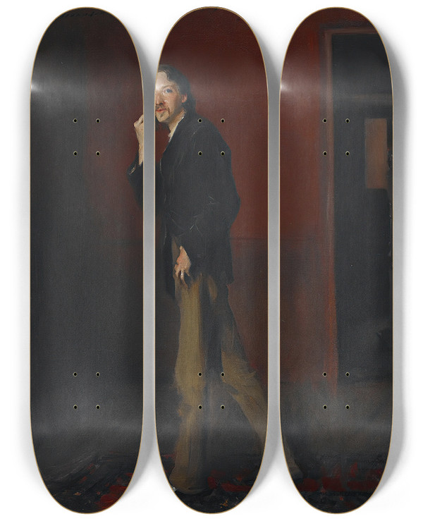Triptych art skateboard deck of John Singer Sargent Robert Louis Stevenson And His Wife by John Singer Sargent (1856-1925)