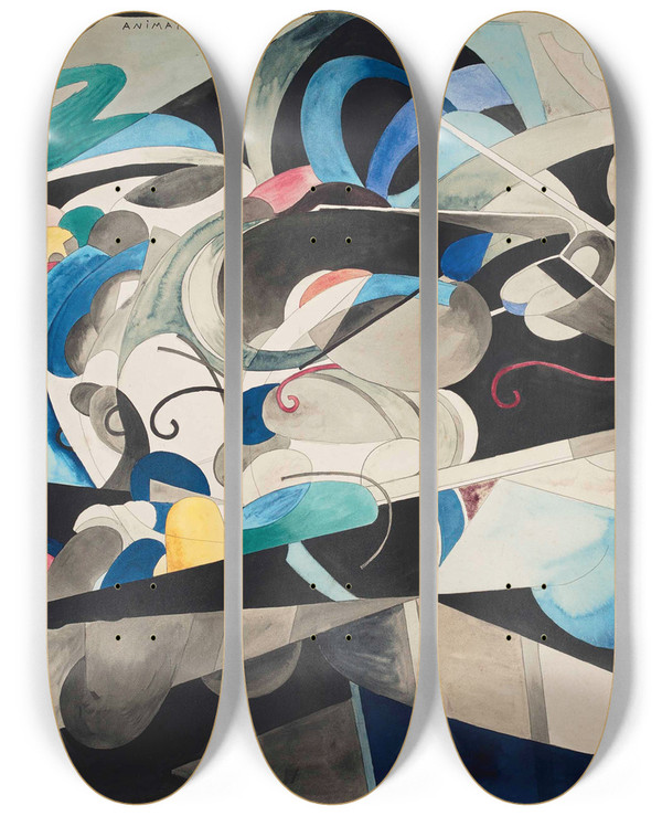 Triptych art skateboard deck of Francis Picabia Animation by Francis Picabia (1879-1953)
