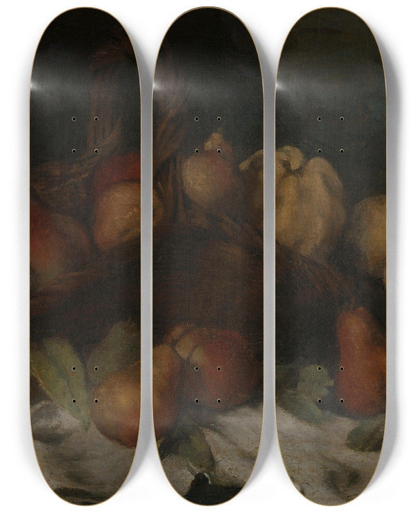 Triptych art skateboard deck of Pericles Pantazis Still Life With Fruits by Pericles Pantazis (1864-1871)