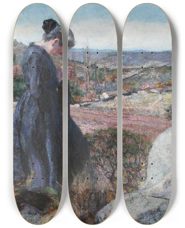 Triptych art skateboard deck of Fernando Fader Al Solcito by Fernando Fader (1882-1935)