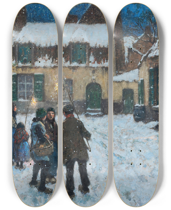 Triptych art skateboard deck of Henri Cassiers De Koningen by Henri Cassiers (1858-1944)