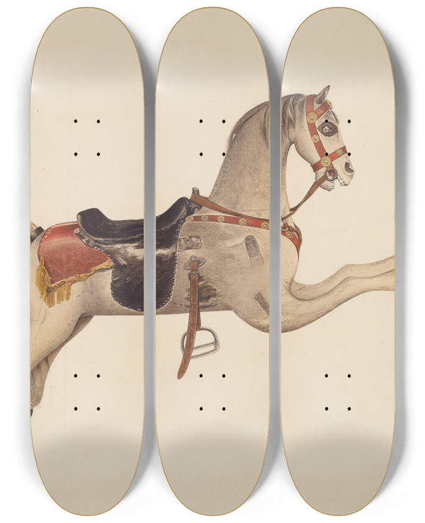 Triptych art skateboard deck of John Sullivan Carousel Horse by John Sullivan