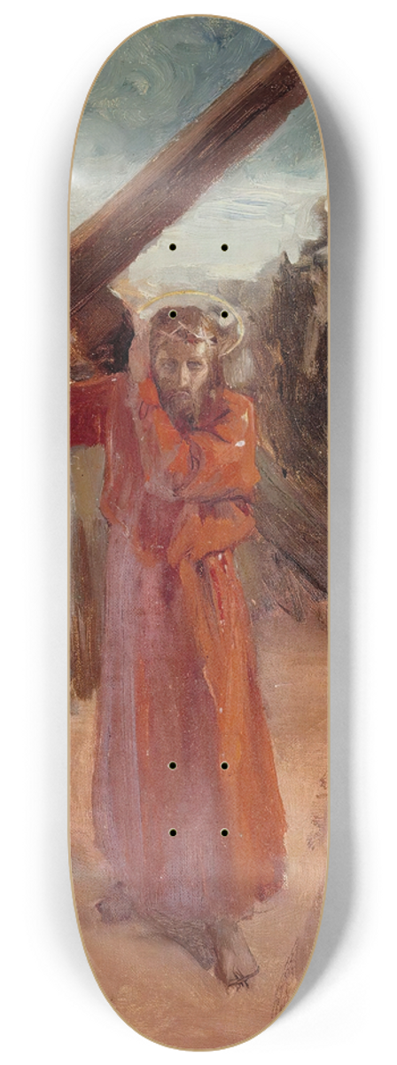 Albert Edelfelt - Christ Bears The Cross 8.25 inch art skate deck