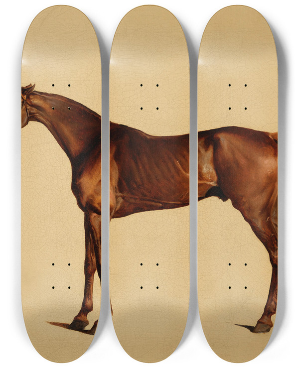 Triptych art skateboard deck of George Stubbs Pangloss_2 by George Stubbs (1724-1806)