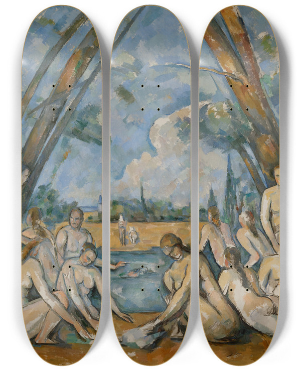 Triptych art skateboard deck of Paul Czanne The Large Bathers by Paul Cezanne (1839-1906)