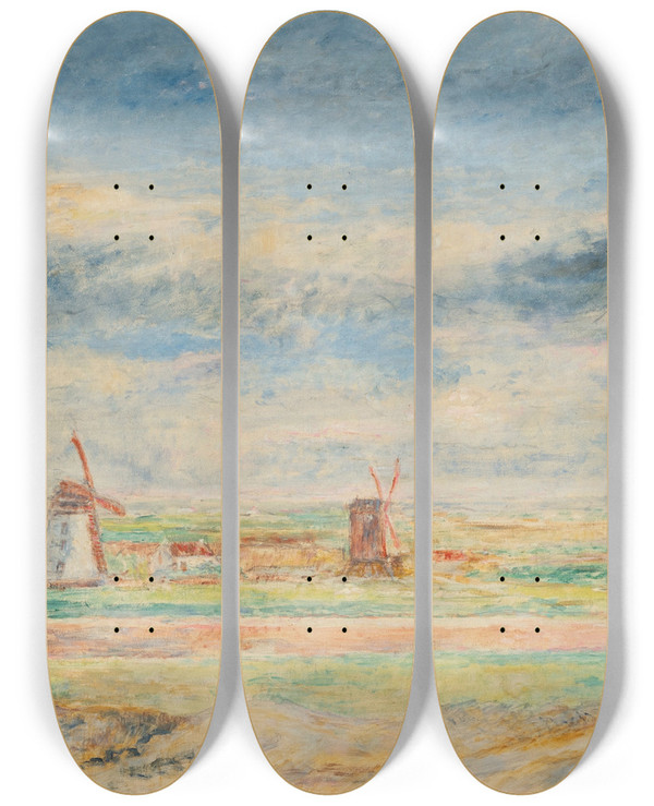 Triptych art skateboard deck of James Ensor Les Deux Moulins by James Ensor (1860-1949)