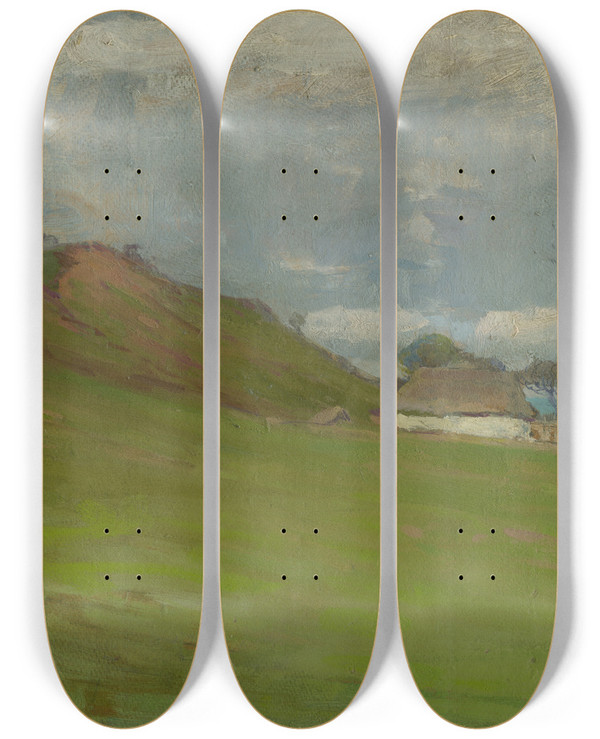 Triptych art skateboard deck of Udovt Ordk Hradite Vo Vakovciach by udovt ordk (1865-1937)