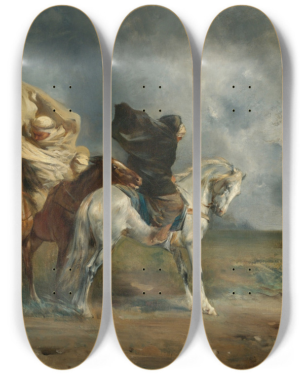Triptych art skateboard deck of Eugne Fromentin Le Simoun by Eugene Fromentin (1820-1876)