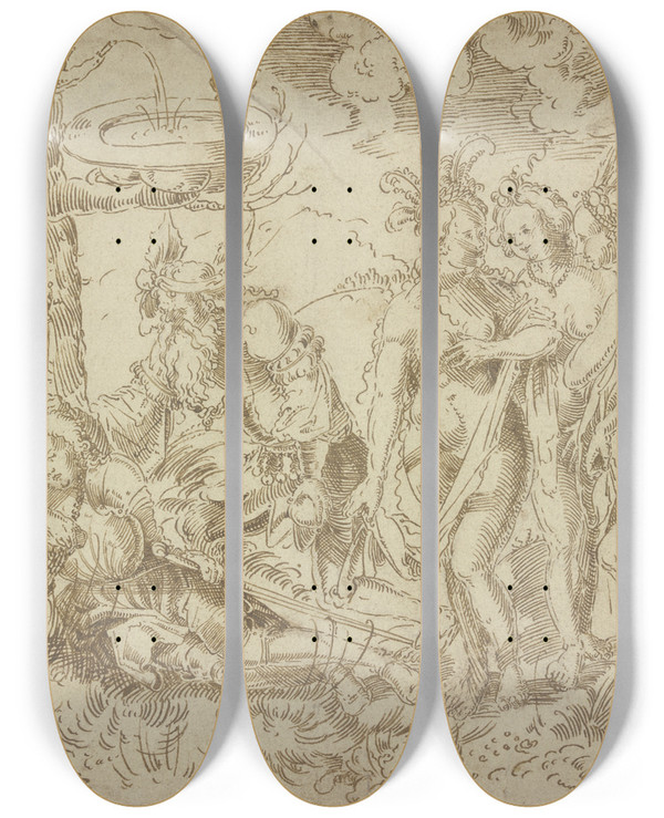 Triptych art skateboard deck of Martin Kaldenbach Paris Dream by Martin Kaldenbach (1480-1518)