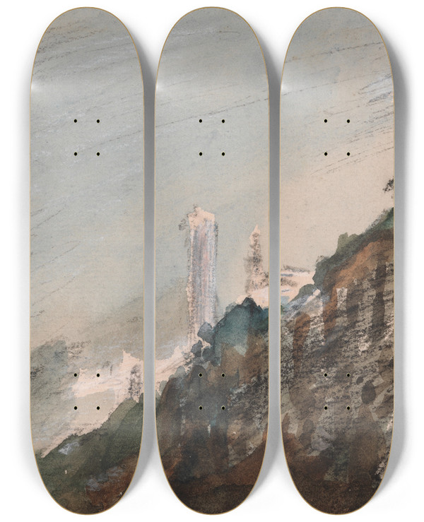 Triptych art skateboard deck of Hercules Brabazon Brabazon Tivoli by Hercules Brabazon Brabazon (1821-1906)