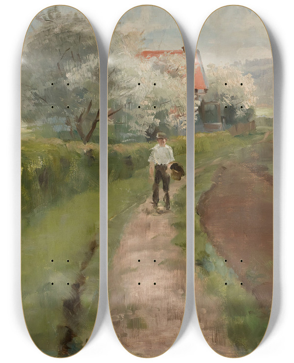 Triptych art skateboard deck of Torsten Wasastjerna Montmorencysta by Torsten Wasastjerna (1863-1924)