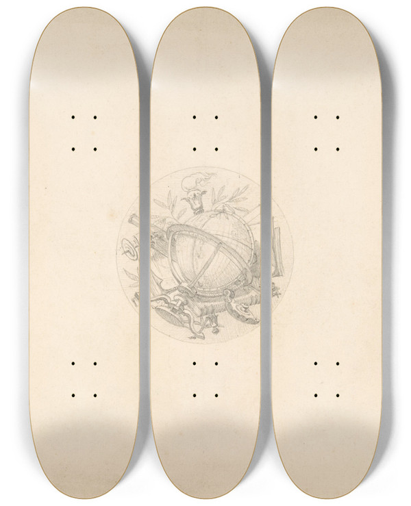 Triptych art skateboard deck of Julesedmondcharles Lachaise Allegory Of The Liberal Arts Astronomy by Jules-Edmond-Charles Lachaise (1897)