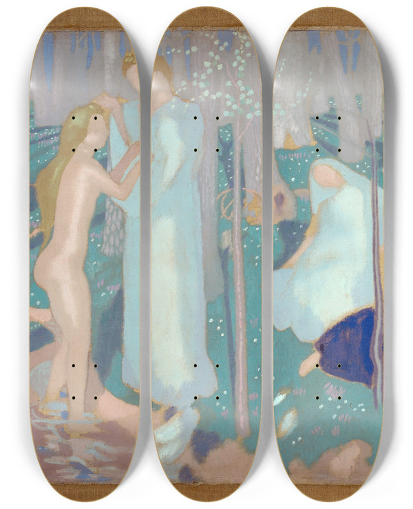 Triptych art skateboard deck of Maurice Denis Springtime by Maurice Denis (1870-1943)