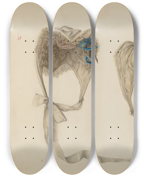 Triptych art skateboard deck of Stella Mosher Bonnet_1 by Stella Mosher